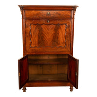 Antique Austrian Flame Mahogany Biedermeier Secretary Desk Cabinet Chest 1860