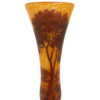 Large Antique French Art Nouveau Daum Nancy Cameo Tree Landscape Glass Vase 1900