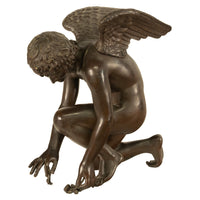 Monumental Antique French Bronze Sculpture Statue Cupid & Marble Ormolu Pedestal by Antoine-Denis Chaudet, 1870