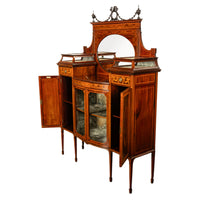 Antique Edwardian Sheraton Inlaid Mahogany Display Cabinet Vitrine Gillows 1898