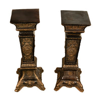 Pair Antique Regency Louis XV Style Gilt Bronze Pedestals Column Stands 1910