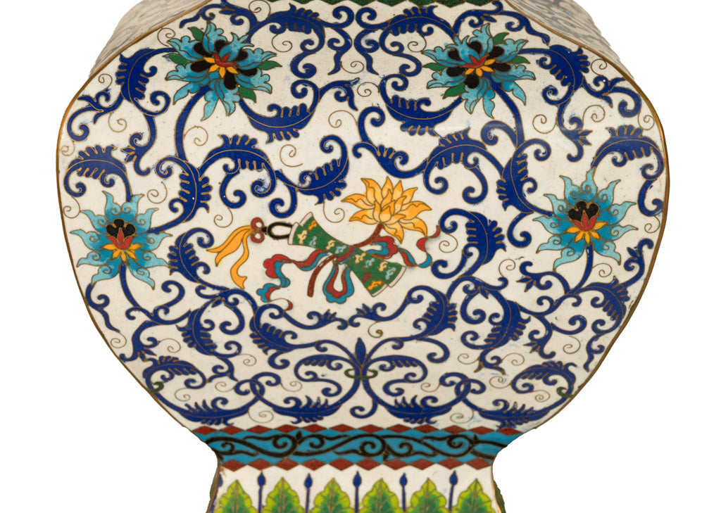 Antique Pair Monumental Chinese Qing Qianlong Period Cloissoné Enamel Vases 1795