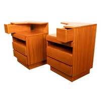 Pair Mid Century Modern Danish Teak Nightstands Chest Drawers by Scan Coll 1970