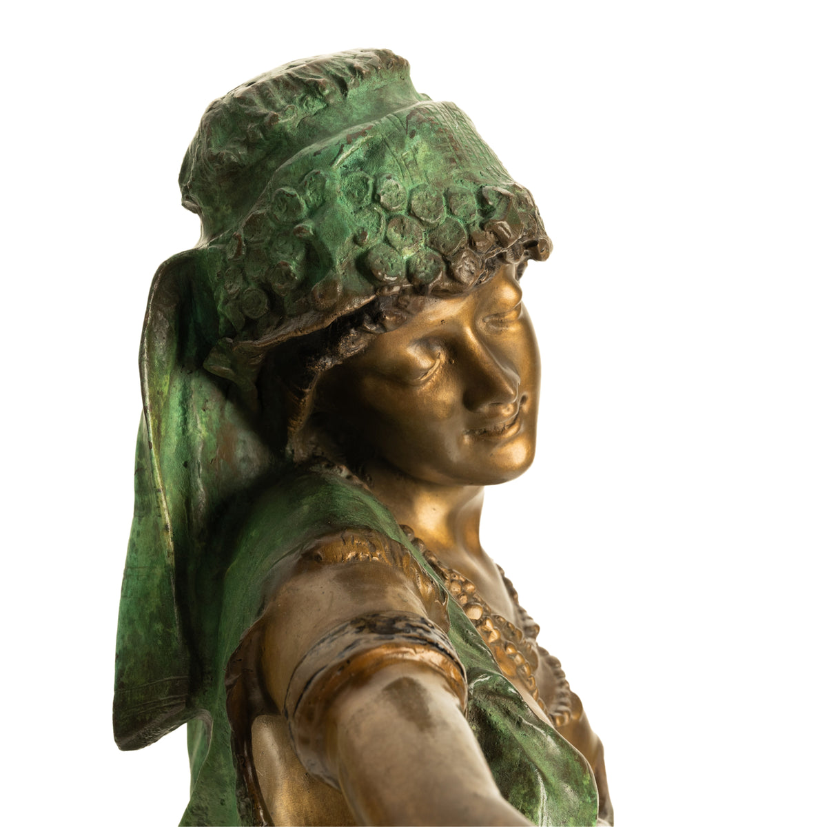 Antique Italian Art Nouveau Coldpainted Bronze Orientalist Figure Arab Girl by Ferdinando de Luca 1900