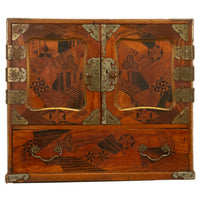 Antique Japanese Meiji Kodansu Tansu Marquetry Table Cabinet Jewelry Chest 1880
