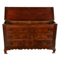 Antique 18th Century English Georgian Mahogany Hinged Top Mule Chest Coffer 1780