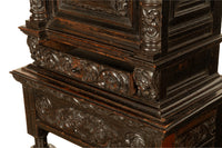 Antique 17th Century Dutch Carved Ebonized Oak Credence Cabinet on Stand 1680
