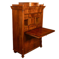 Antique Austrian Flame Mahogany Inlaid Rosewood Biedermeier Secretary Chest 1820