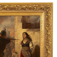 Pair French Franco-Prussian Historical Military War Propaganda Oil Paintings by Charles Louis Muller, 1870