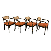 Set Eight Federal Style Japanned & Gilded Dining Arm Chairs Kittinger Furniture