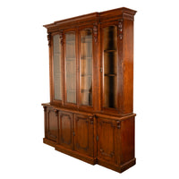 Antique Monumental Irish Carved Oak Breakfront Bookcase Library Bibliotheque circa 1860