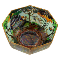 Large Wedgwood Fairyland Lustre Potrcelain Bowl Elves Boxing Match & Castle on a Road 1920