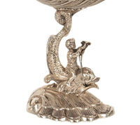 Antique Pair German Silver Master Salts Grotto Shells Putti Dolphins Hannau 1890