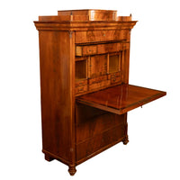 Antique Austrian Flame Mahogany Inlaid Rosewood Biedermeier Secretary Chest 1820