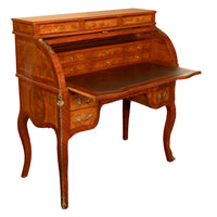 Antique French Louis XV Cylinder Marquetry & Ormolu Bureau Writing Desk 1880