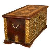 Antique 19thC Zanzibar Omani Teak & Brass Stud & Copper Clad Dowry Chest 1850