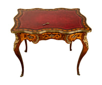 Antique French Louis XV Ormolu Rosewood Marquetry Partner's Writing Table Desk 1860