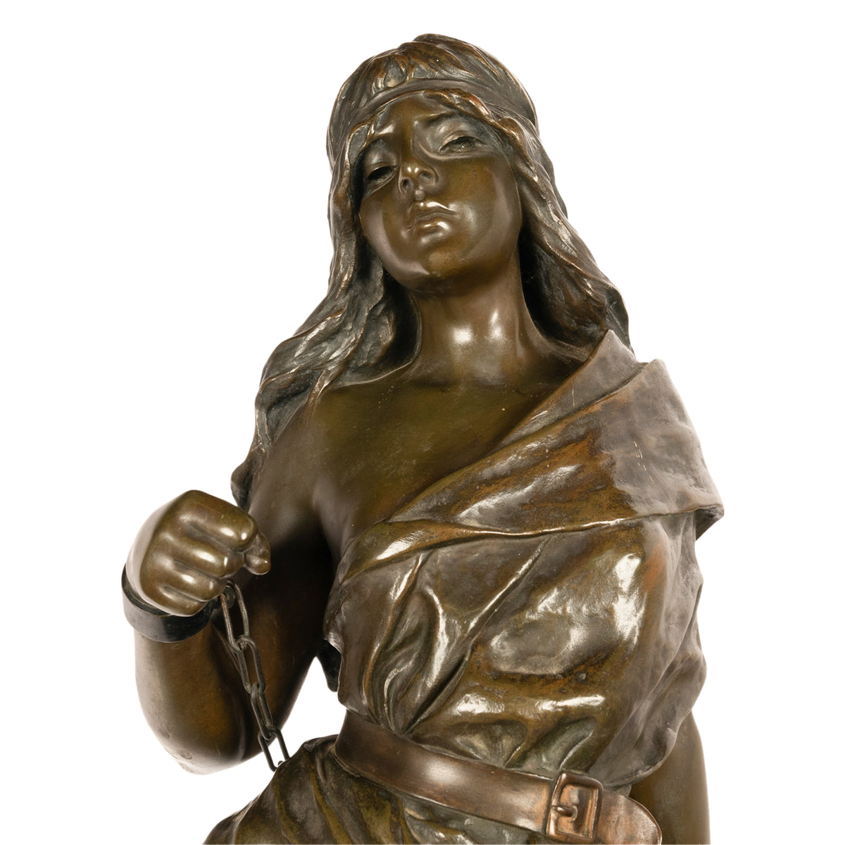 Antique French Art Nouveau Bronze Figure Statue Sculpture "Prise de Corsaire" Emmanuel Villanis 1900