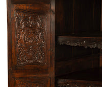 Antique 18th Century Carved Walnut Corner Cabinet Spainish Royal Coat of Arms