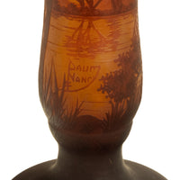 Large Antique French Art Nouveau Daum Nancy Cameo Tree Landscape Glass Vase 1900