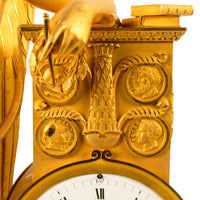 Antique French Gilt Bronze Empire Neoclassical Statue Clock by Rabiat Paris 1810