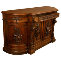 Antique 19thC French Black Forest Carved Oak Hunt Buffet Sideboard Bar 1870