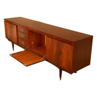 Mid Century Modern Danish Style Teak Mahogany Long Credenza Fully Restored 1966