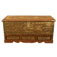 Antique 19thC Zanzibar Omani Teak & Brass Stud & Copper Clad Dowry Chest 1890