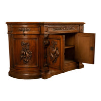 Antique 19thC French Black Forest Carved Oak Hunt Buffet Sideboard Bar 1870
