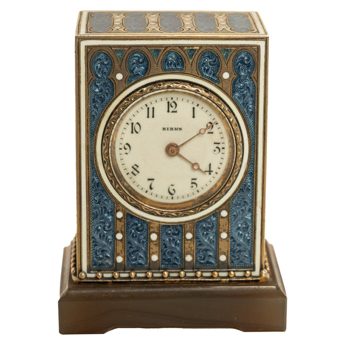 Antique Swiss Miniature Silver Gilt & Enamel Art Nouveau Carriage Clock 1910