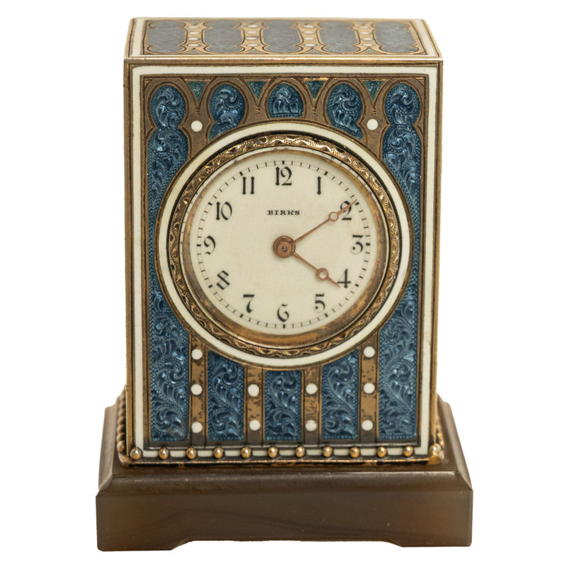 Antique Swiss Miniature Silver Gilt & Enamel Art Nouveau Carriage Clock 1910
