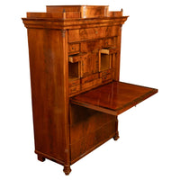 Antique Austrian Flame Mahogany Inlaid Rosewood Biedermeier Secretary Chest 1820