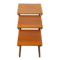 Set of Three Danish Mid Century Modern Teak Nesting Side Coffee Tables 1960s