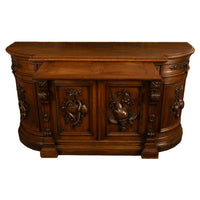Antique 19thC French Black Forest Carved Oak Hunt Buffet Sideboard Bar 1870