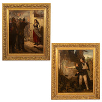 Pair French Franco-Prussian Historical Military War Propaganda Oil Paintings by Charles Louis Muller, 1870