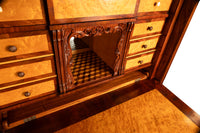 Antique Austrian Mahogany Maple Inlaid Biedermeier Secretary Chest Cabinet 1850
