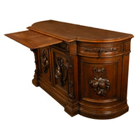 Antique 19thC French Black Forest Carved Oak Hunt Buffet Sideboard Bar 1870