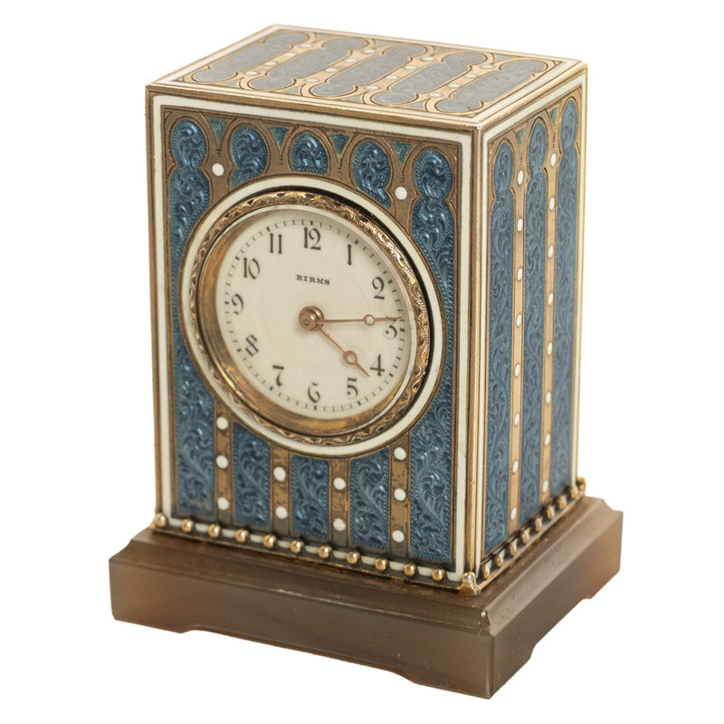 Antique Swiss Miniature Silver Gilt & Enamel Art Nouveau Carriage Clock 1910