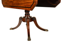 Antique Georgian Regency Inlaid Ebony Mahogany Pembroke Drop Leaf Pedestal Table 1810