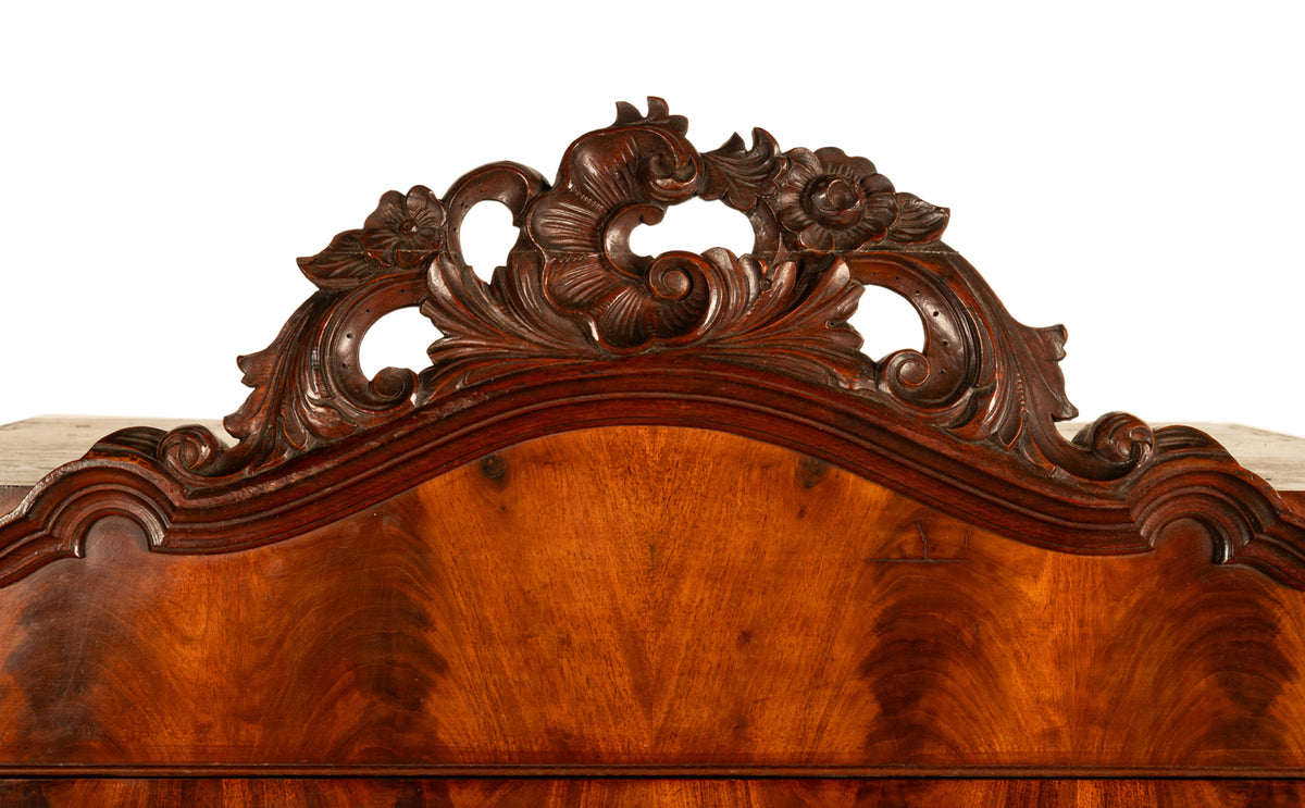 Antique Austrian Mahogany Maple Inlaid Biedermeier Secretary Chest Cabinet 1850