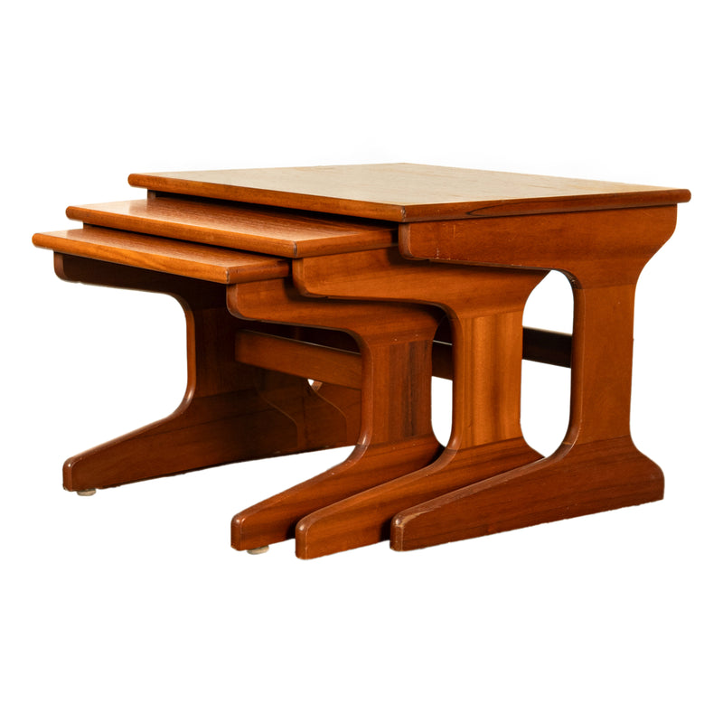 Set of Three Danish Mid Century Modern Teak Nesting Side Coffee Tables 1960s