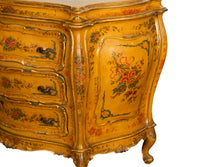 Antique 19th Century Italian Venetian Rococo Hand Painted Bombe Commode Chest of Drawers 1820