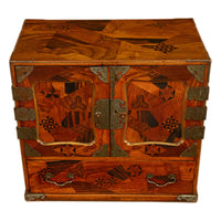 Antique Japanese Meiji Kodansu Tansu Marquetry Table Cabinet Jewelry Chest 1880