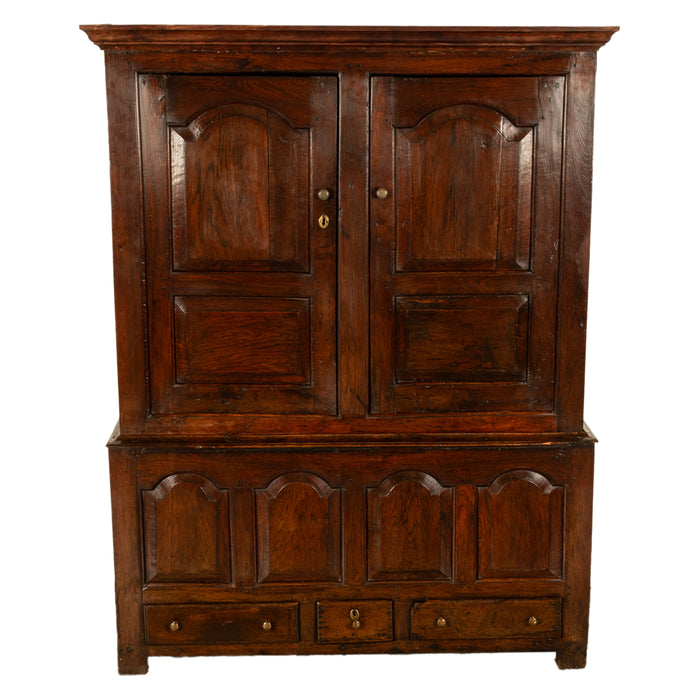 Antique 18th Century Welsh Oak Press Livery Housekeepers Cupboard Cabinet 1750