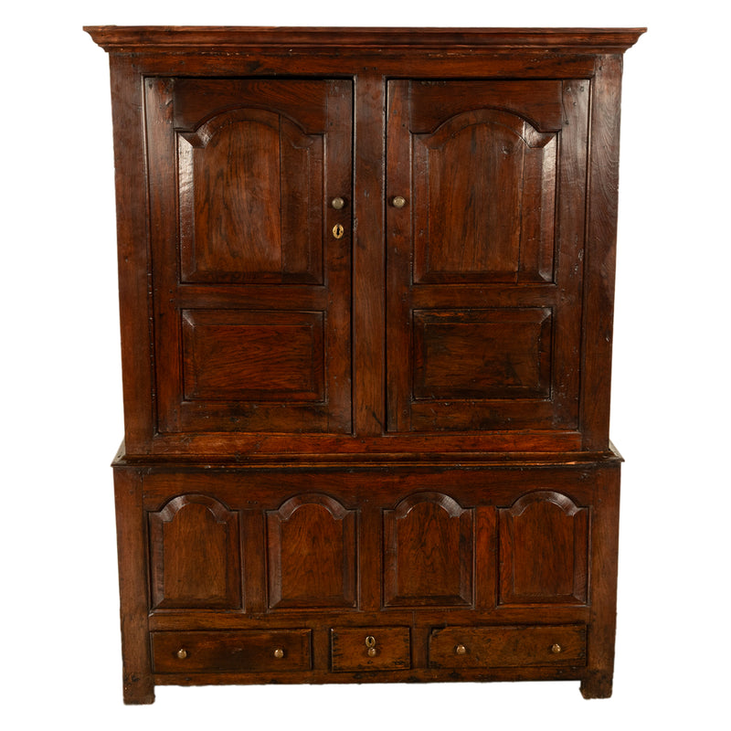 Antique 18th Century Welsh Oak Press Livery Housekeepers Cupboard Cabinet 1750