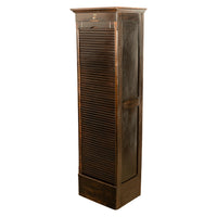 Antique Tall Spanish Walnut Tambor Roll Down Filing Cabinet "Muebles Rex" Madrid Circa 1910