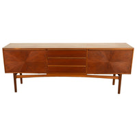 Mid Century Modern Danish Style Teak Long Credenza McIntosh Starburst Doors 1960