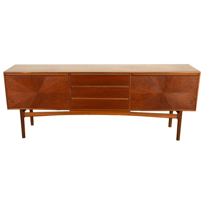 Mid Century Modern Danish Style Teak Long Credenza McIntosh Starburst Doors 1960