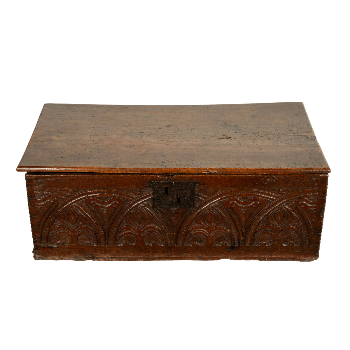 Antique English 17th Century Charles II Carved Oak Bible Document Deed Box 1680