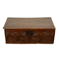 Antique English 17th Century Charles II Carved Oak Bible Document Deed Box 1680